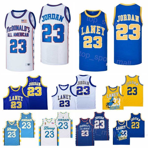 

moive high school 23 michael laney jersey men basketball all american laneyhs remix hiphop breathable team white away pure cotton for sport, Black