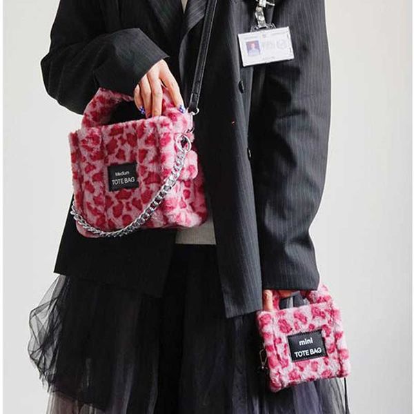 

evening bags women's winter luxury brand design satchels handbags female bag faux fur purses leopard shoulder totes female mini phone b