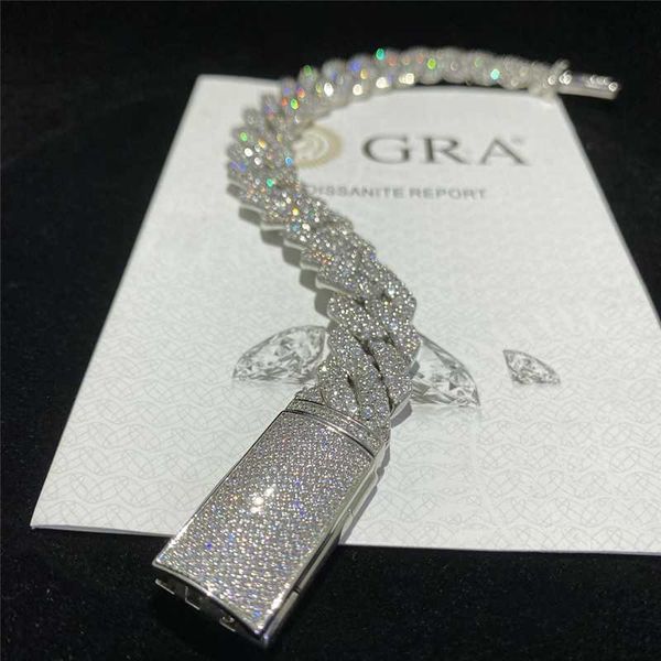 

custom fine hip hop jewelry vvs1 moissanite cuban link bracelets 925 sterling silver cuban necklace cuban bracelet