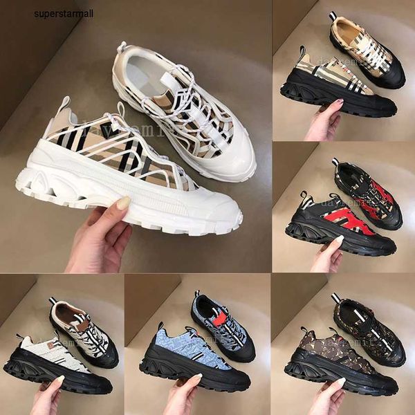 

luxury designer arthur fashion casual shoes striped vintage trainers sneakers women mens shoe check burberys burbrerys burberrrys burrberrys, Black