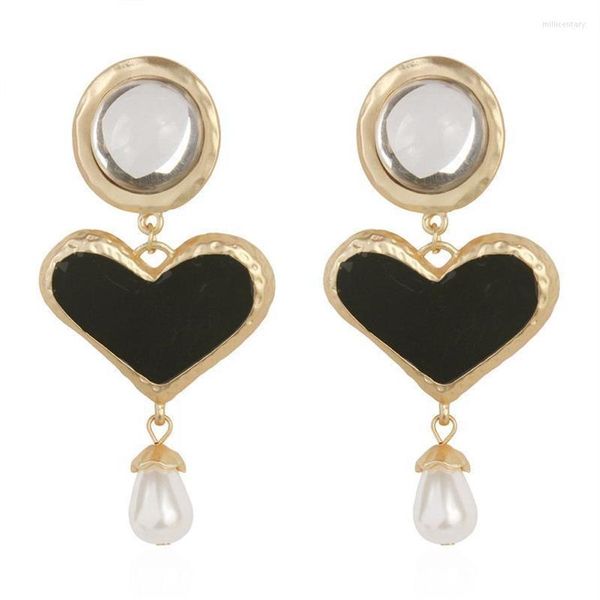 

dangle & chandelier fashion heart resin drop earring for women wedding jewelry boho simulated pearl statement party gifts 2022dang261e, Silver
