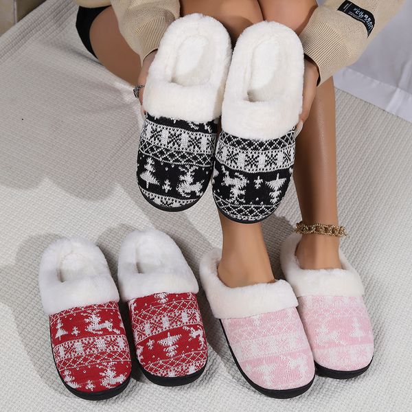 

slipper designer new plush christmas slippers women shoes outdoor autumn and winter home thick bottom, Red