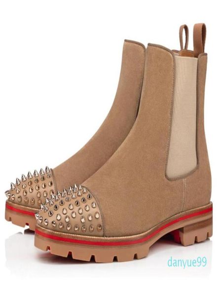 

2022 famous winter brand men039s ankle boots melon strass spikes boot calfskin rubber booties lug sole man booty elegant part3239026, Black