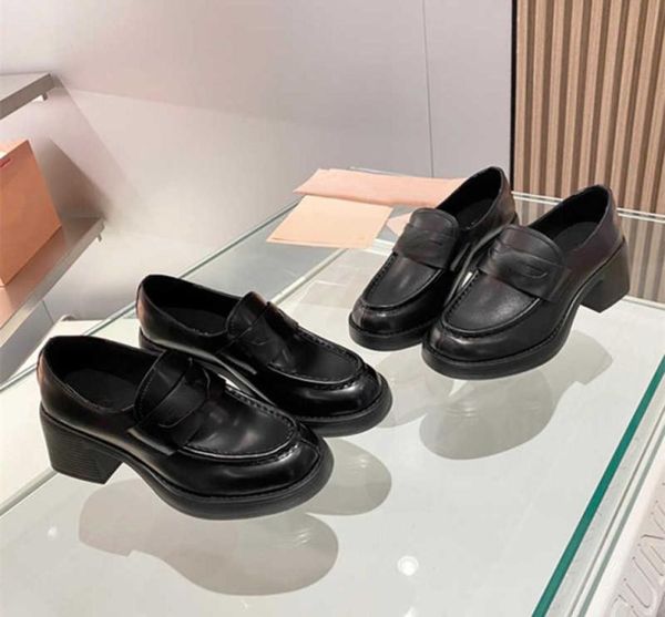 

brand casual 2023 new british style lucky gold coin highheeled loafers size 35401979215, Black