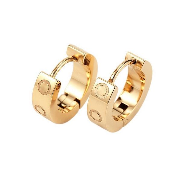 

hoop earrings gold diamond stud earrings titanium steel screw love earings for women exquisite simple fashion 18k gold-plated circ3156, Golden;silver