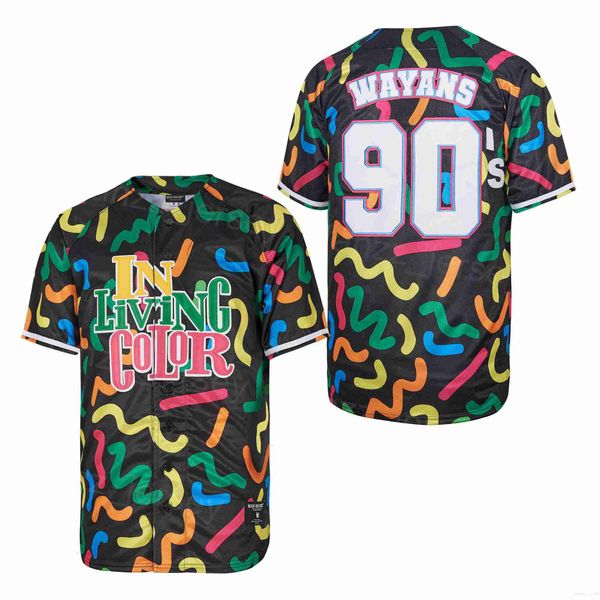 

baseball moive in living color jersey 90 wayans university pure cotton college breathable cooperstown cool base vintage black team retire al