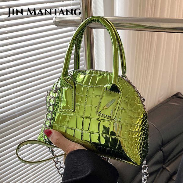 

evening bags jin mantang 2023 luxury women glossy alligator pu leather party tote designer chain shoulder bag crossbody handbags and purses