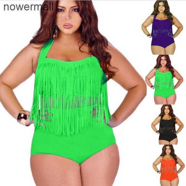 

retail plus size swimwear for women fringe tassels bikini high waist swimsuit women bathing suit padded boho swimsuit 11 colors, White;black