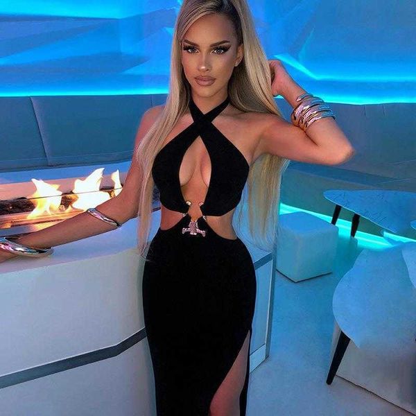 

womens spring hollow out dress halter self tie slit women wholesale, Black;gray