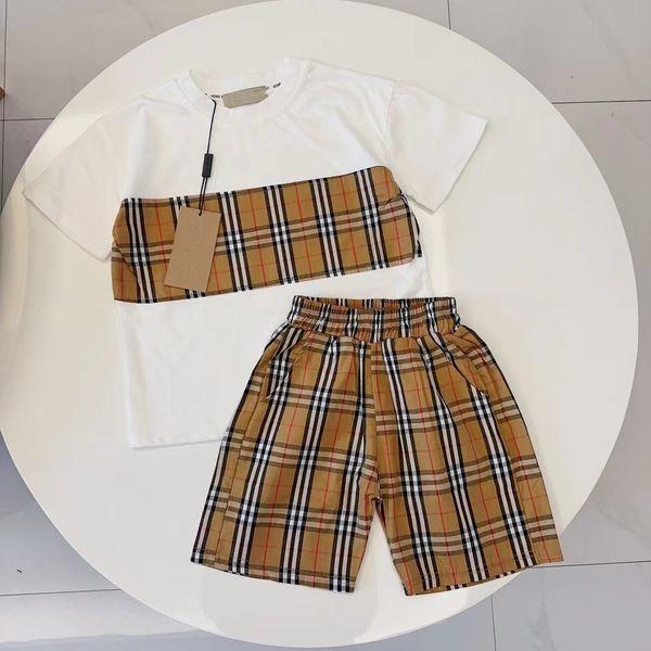 

design set baby clothes designer kids t shirts kid clothe summer boy girl short sets luxury brand lapel stripe, White