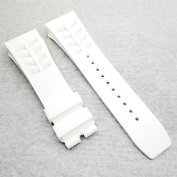 

25mm 20mm white luxury silicone rubber strap band for richad mile rm011 rm50-03 01238i, Black;brown
