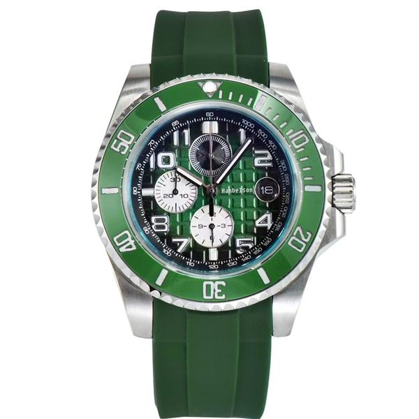 

2022 f1 montre de luxe mens watch japan quartz movement chronograph geeen sports rubber strap gradient dial wristwatches men 45mm2213, Slivery;brown