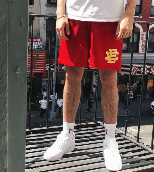 

men shorts 90s 00s fashion eric emanuel ee mens short designer mesh pockets t short mid waist for sports beach swim drifting fast quick dryi, White;black