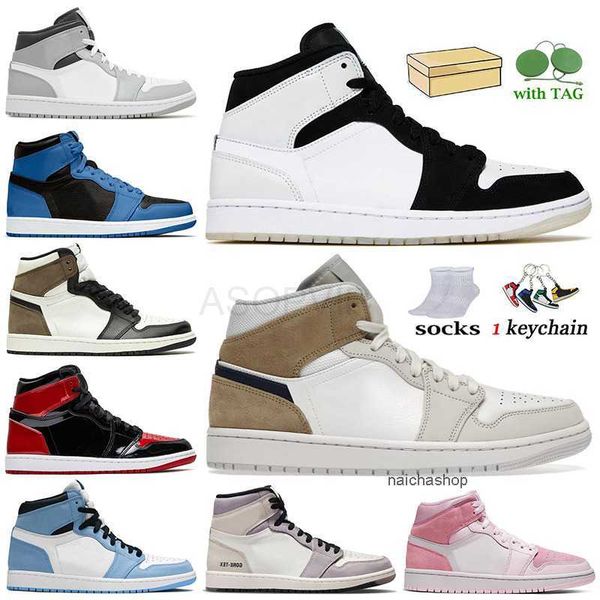 

wholesale fashion 2023 jumpman 1 1s basketball shoes diamond shorts tan suede patent bred high og mid light smoke grey sports sneakers women