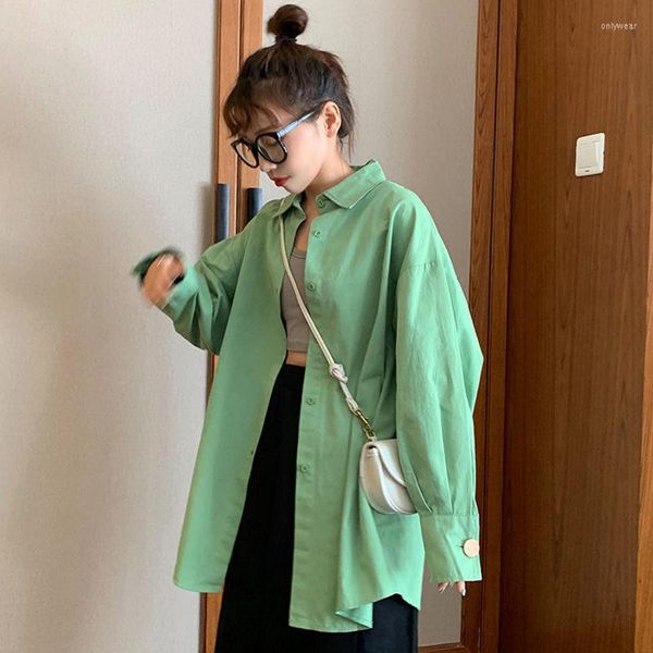 

Women's Blouses 2023 Spring Vintage Women Shirts Blusas Casual Blouse Korean Long Sleeve Womens Tops And Female K102, Green
