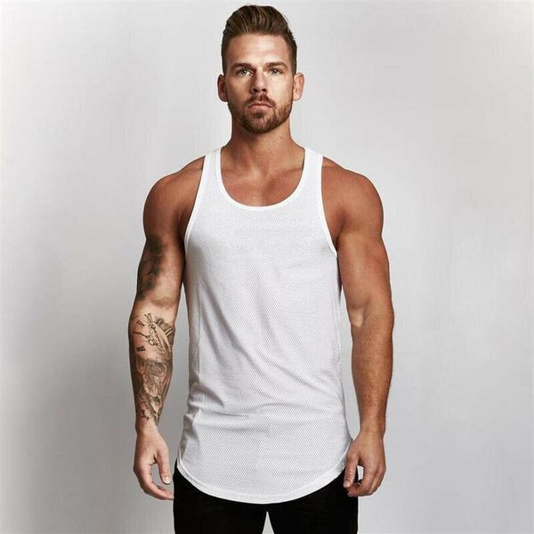 

men' tank gym singlets - fitness for bodybuilding and stringer sports muscle vest 6 colors m-xxl259z, White;black