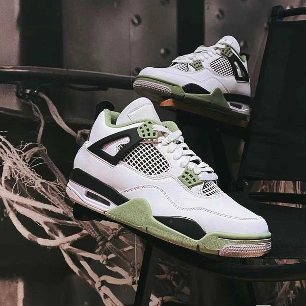 

og new listing seafoam basketball shoes jumpman 4s wmns original quality iv 4s oil green white dark ash neutral designer sports sneaker