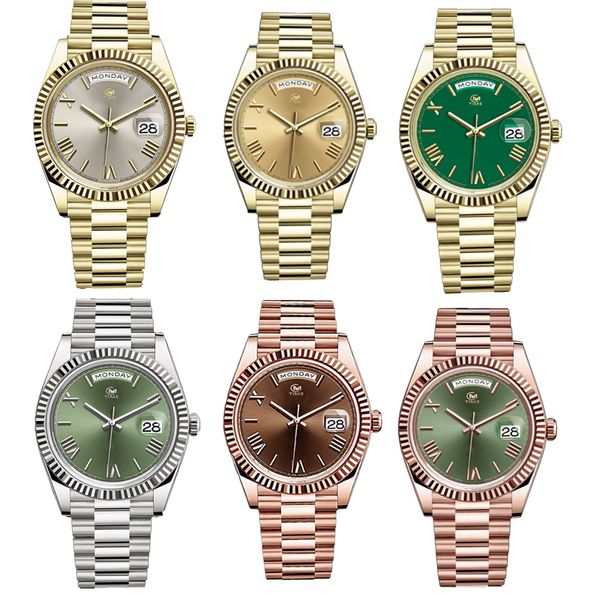 

men's classic watch 41mm dial master automatic watch mechanical sapphire watch model folding luxury watch, Slivery;brown