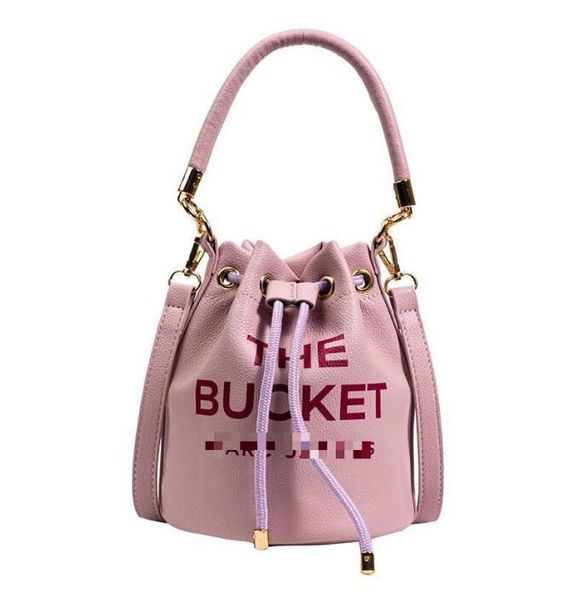

lady luxury the leather bucket bag womens men designer marc tote classic drawstring shoulder fashion wallet buckets handle purses handbag cr, Black;red
