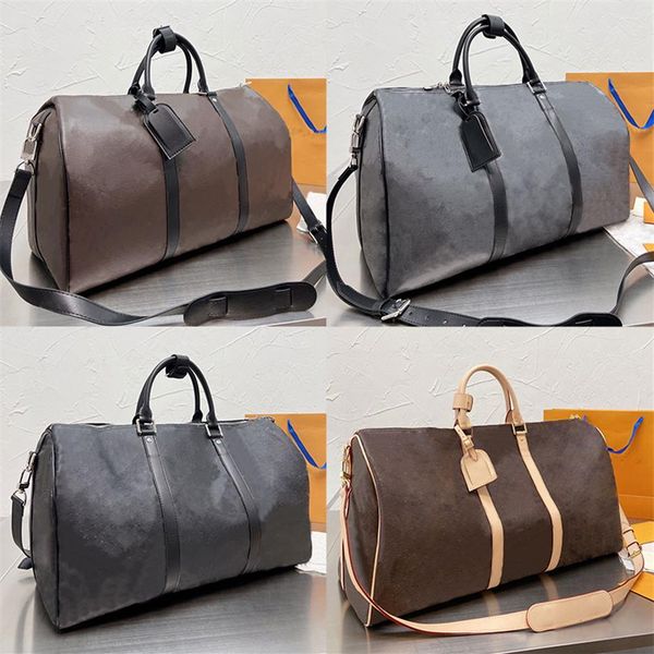 

55cm classical men duffle bag keepall for women travel bags men's hand luggage men leather handbags large cross body totes 45252e