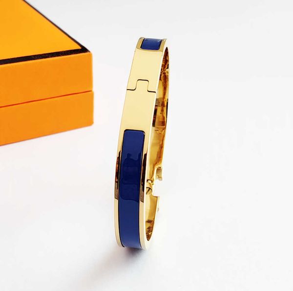 

bangle classic h bracelet designer gold luxury brand enamel 18k for men women lover jewelry 8mm wide with box 23ess, Black