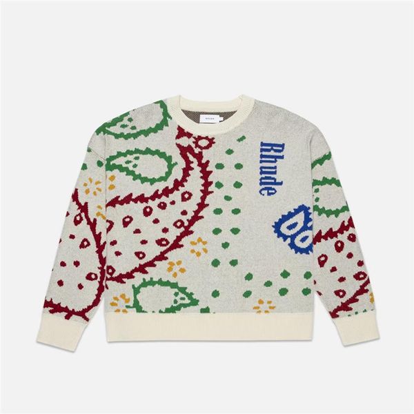 

oversize apricot sweater flowers print knitwear men women vintage high street pullover sweater281q