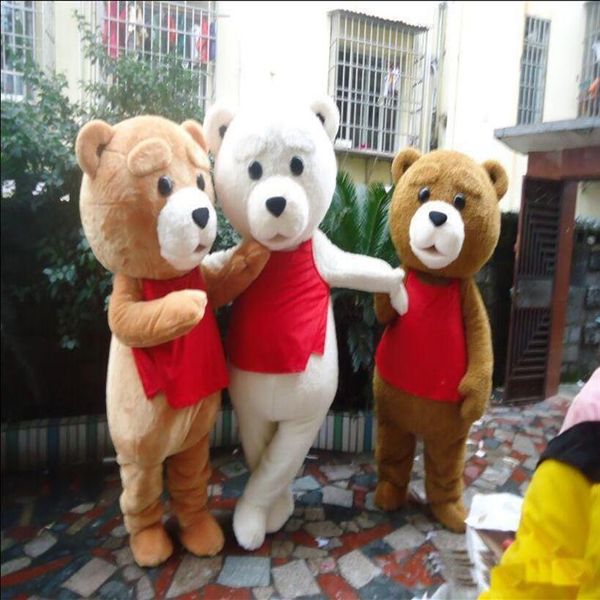 

2018 factory teddy bear of ted mascot costume for hallowmas chrstmas party3003, Red;yellow