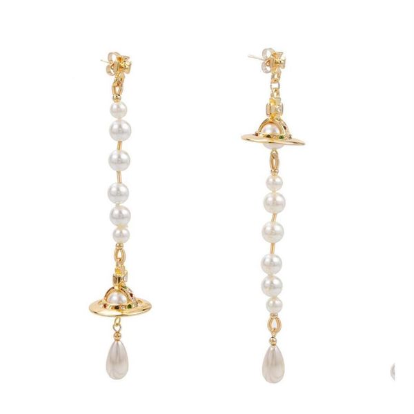 

dangle chandelier broken pearl earrings logo asymmetrical stereo engraved letters threensionearring209b drop delivery jewelry dhew276b, Silver