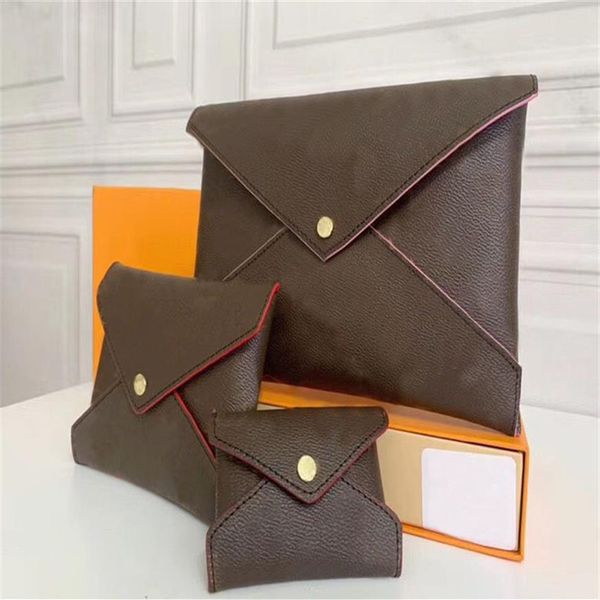 

whole leather wallet for women multicolor designer short card holder purse classic 3-piece set314r, Red;black