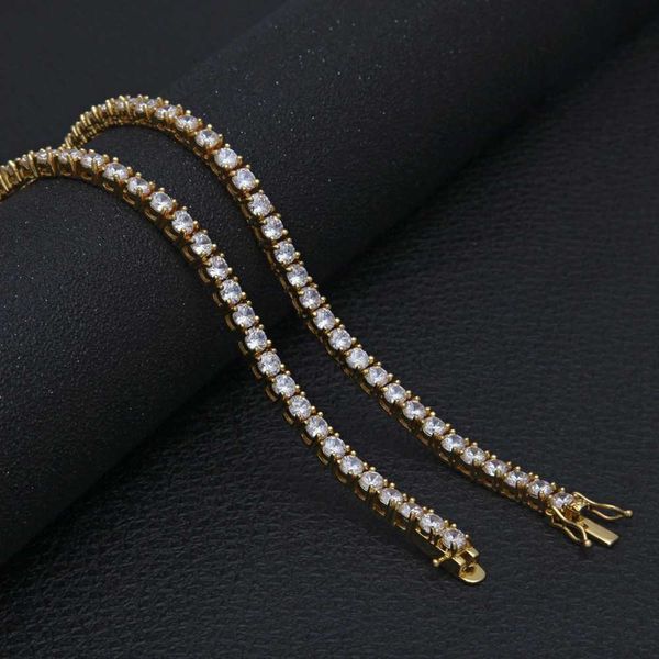 

new design 925 sterling silver hip hop diamond necklace bagutte rose gold claw moissanite tennis chain