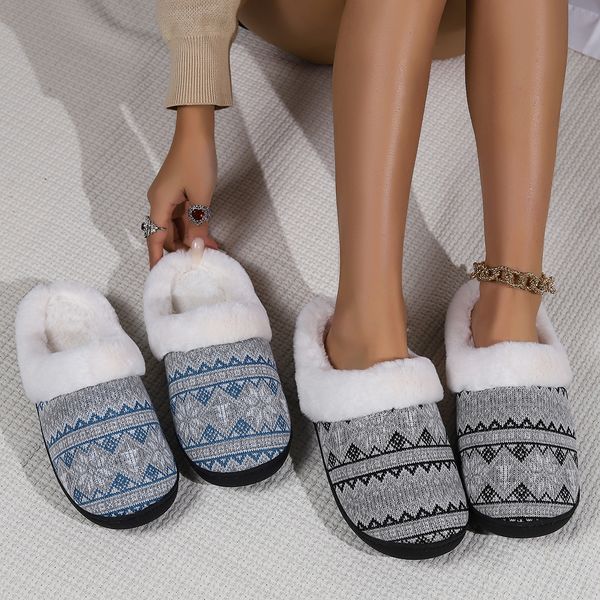

slippers designer new knit christmas slipper plush women shoes home autumn and winter home thick bottom warm, Blue