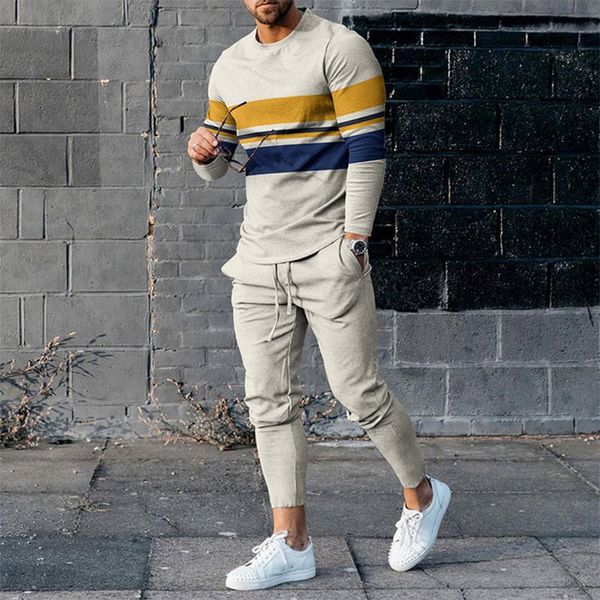 

men's tracksuits 2023 spring set 3d print long sleeve tshirt jogging streetwear casual two piece male oversized men sports suit 230421, Gray
