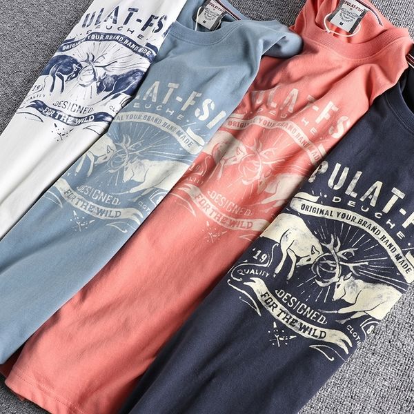 

men s t shirts summer american retro short sleeve printed t shirt fashion youth round neck pure cotton washed old casual l230420, White;black
