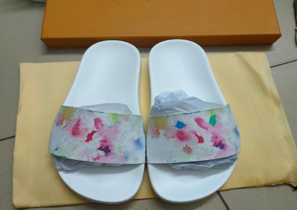 

2021 embossed slippers luxurys slides women fashion flat slide flip flops men womens luxury designer graffiti sandals7463199, Black