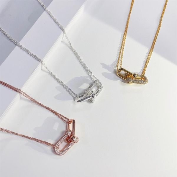 

fashion luxury necklace earring set designer hardwear jewelry horseshoe u shape for women party rose gold platinum diamonds jewell234j, Silver