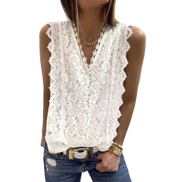

tanks summer fashion vest vneck lace for women vest knitting halter offshoulder sleeveless solid color casual 2021, Black;white