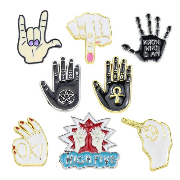 

punk rock palm brooch cute anime movies games hard enamel pins collect metal cartoon brooch backpack hat bag collar lapel badges, Blue