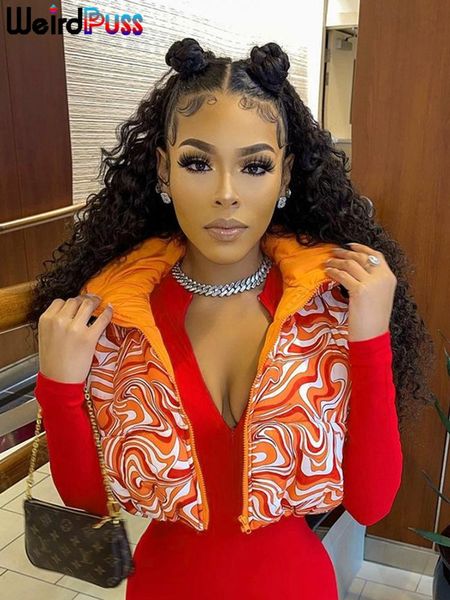 

vests weird puss y2k art print short jacket vest women trend zipper sleeveless skinny thicken warm winter wild street sweatshirt coat, Black;white