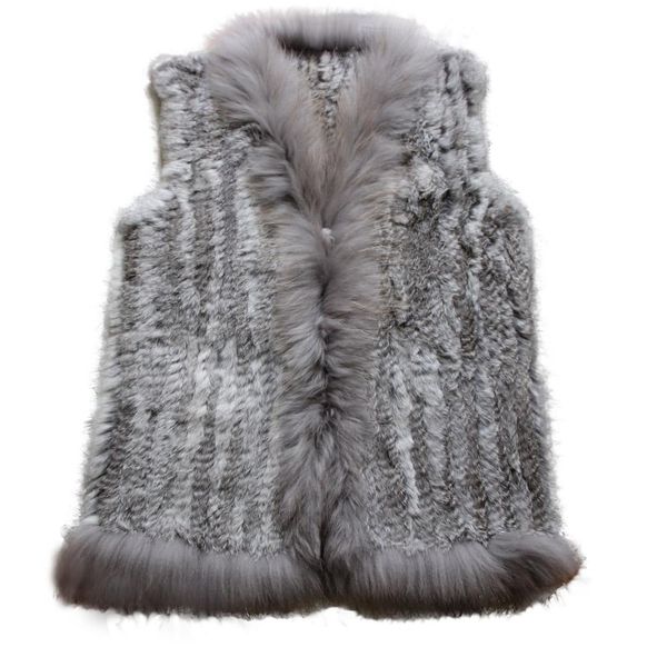 

fur 68cm long new design real fur vest raccoon fur collar waistcoat natural knitted rabbit fur vest gilet for women retail/wholesale, Black