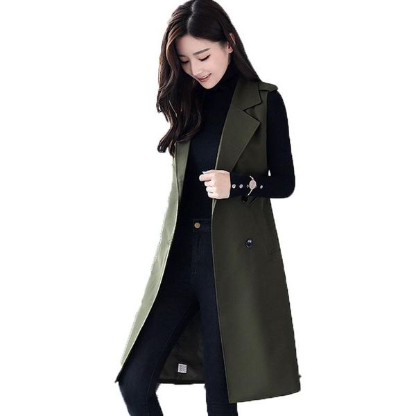 

vests sashes vest women's midlength korean spring autumn new suit collar waistcoat sleeveless jacket trend outerwear female vest c, Black;white