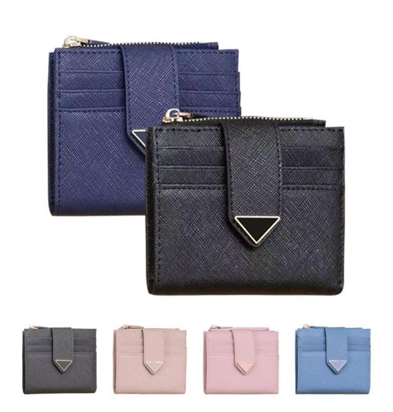 

womens mens designer triangle short wallets cards holder coin purses luxury saffiano with box 9 card slots cardholder key pouch sm5677782, Brown;gray