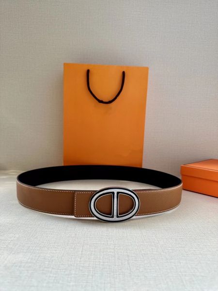 

highly quality genuine leather fashion man belt width 38mm 100-125cm pistressed lea belt crystal silver geometric steel buckle smooth buckle, Black;brown