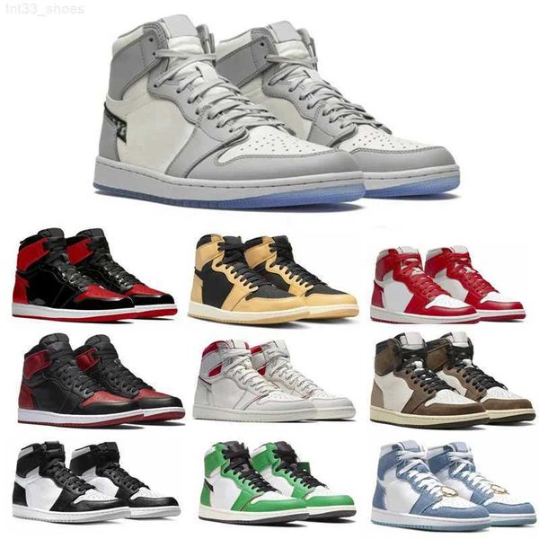 

jumpman 1 basketball shoes og high 1s unc patent leather hyper royal mocha homage to university blue sport designer sneakers trainers 36-48