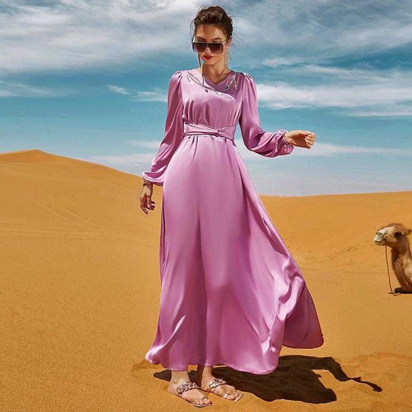 

purple pink v neck rhinestone long dress middle east abaya sleeve, Black;gray