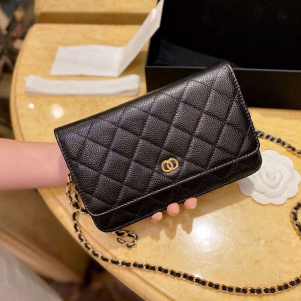 

fashion bags women designer classic wallet on chain caviar woc bag grained shiny calfskin crossbody bags shoulder purse 33814 flap 22s