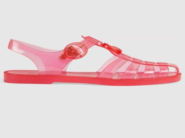 

designer sandals women jelly sandal transparent slippers flat slides rubber sole double letter buckle strap outdoor shoes7148793, Black