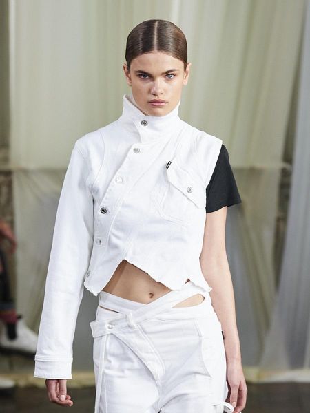 

vests 2022 winter women's denim cotton corset women's jacket vest new irregular denim jacket y2k clothes traf bra xl, Black;white