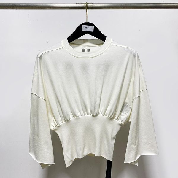 

t-shirt 2022s high street long shirt ro oneck tee women's tshirt owens solid streetwear cotton shirt women's clothing, White