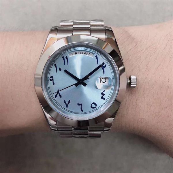 

luxury men's watch 228206 day 40mm date ice blue dial 316 stainless steel belt fashion gentleman watch 30m water316l, Slivery;brown