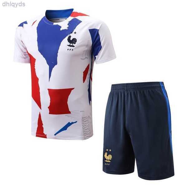 

france 2022 soccer training suit men 21/22 short sleeves football 440ew, White;black